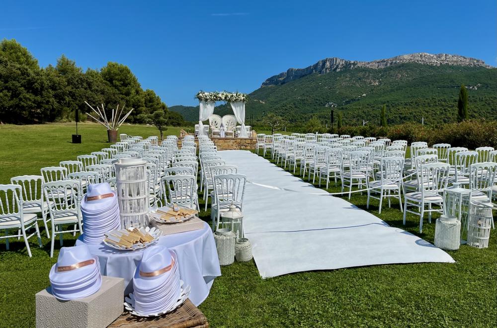 Mariage décoration classique blanc, Chateau de Roquefeuille